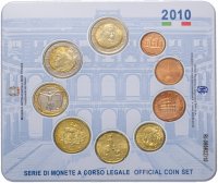 Купить Италия 2010 официальный годовой набор евро из 9 монет в буклете