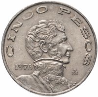 Купить Мексика 5 песо (pesos) 1976