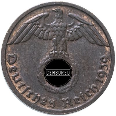 купить Германия, Третий рейх 1 рейхспфенниг (reichspfennig) 1939, знак монетного двора "D" - Мюнхен