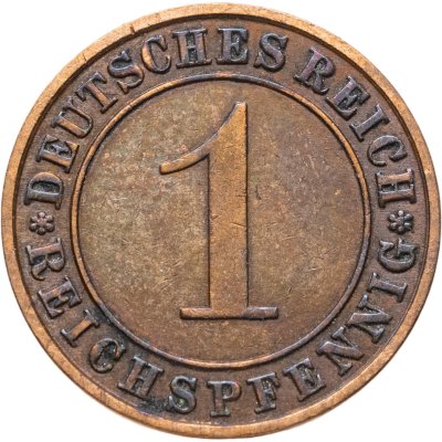 купить Германия 1 рейхспфенниг (reichspfennig) 1927 A знак монетного двора "A" — Берлин