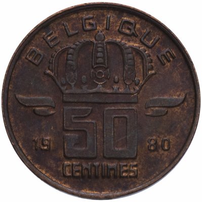 купить Бельгия 50 сантимов 1952-2001 надпись на французском - 'BELGIQUE', случайная дата