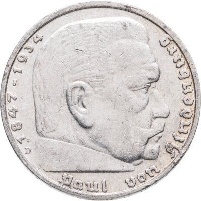 купить Германия 5 рейхсмарок 1935 D Рейхспрезидент Германии Пауль фон Гинденбург