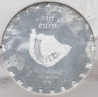 купить Нидерланды 5 евро 2012 400 лет каналам Амстердама в блистере