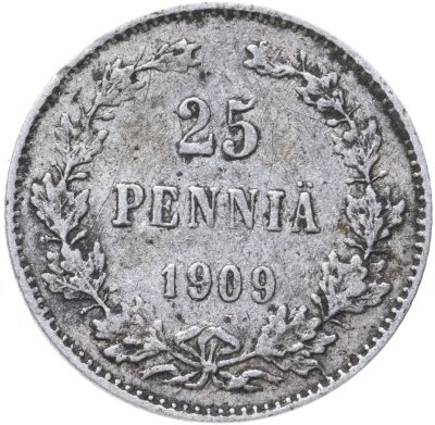 купить 25 пенни 1909 L, монета для Финляндии