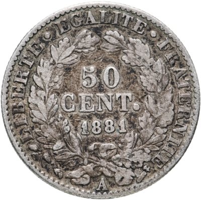 купить Франция 50 сантимов (centimes) 1881 A