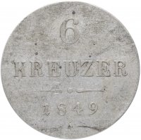 Купить Австрия 6 крейцеров (kreuzer) 1849 A