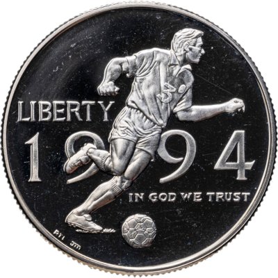 купить США 50 центов (1/2 доллара, half dollar) 1994 P World Cup (чемпионат мира по футболу 1994 в США) знак монетного двора "P" - Филадельфия
