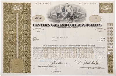 купить Акция США EASTERN GAS AND FUEL ASSOCATES 1968