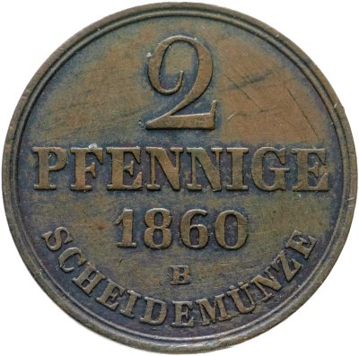 купить Германия, Ганновер 2 пфеннига (pfennige) 1860