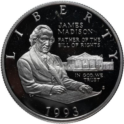 купить США 50 центов (1/2 доллара, half dollar) 1993 S James Madison and the Bill of Rights (Джеймс Мэдисон и Билль о правах) знак монетного двора "S" - Сан-Франциско