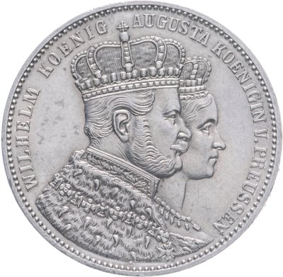 купить Пруссия 1 союзный талер (vereinstaler) 1861 Коронация Вильгельма I и Августы
