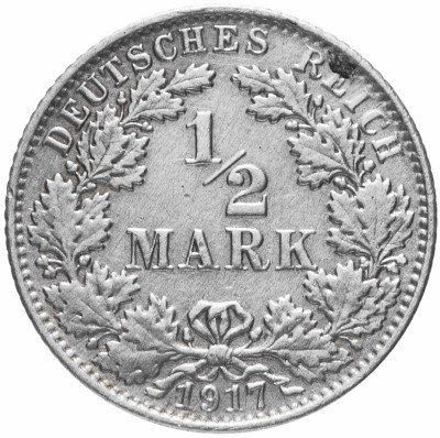 купить Германия 1/2 рейх марки 1917 "Е"