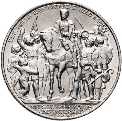 купить Германская Империя, Пруссия 2 марки (mark) 1913 "100 лет Победы над Наполеоном под Лейпцигом (Битва народов)"