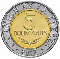 купить Боливия 5 боливиано (bolivianos) 2017