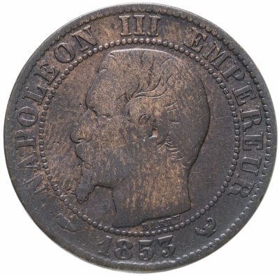 купить Франция 5 сантимов (centimes) 1853 W знак монетного двора: "W" - Лилль