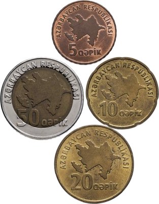 купить Азербайджан набор 4 монет 2006 (5, 10, 20 и 50 гяпиков)