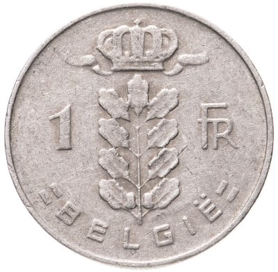 купить Бельгия 1 франк (franc) 1967 надпись на голландском - 'BELGIE'