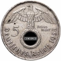купить Фашистская Германия (Третий Рейх) 5 рейхсмарок (reichsmark) 1938 A орел со свастикой