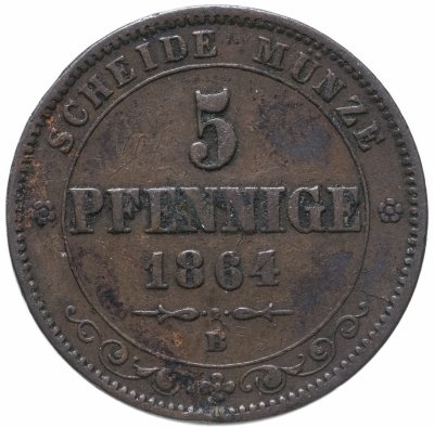купить Саксония 5 пфеннигов 1864 В