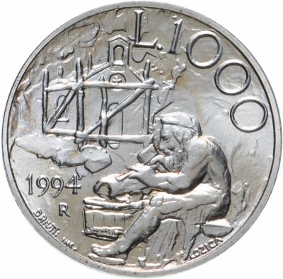 купить Сан-Марино 1000 лир (lire) 1994 "Основание первой церкви в Сан-Марино"