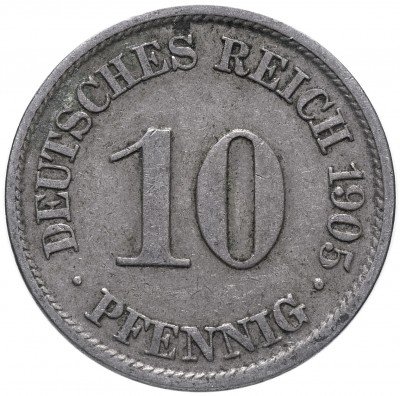 купить Германия 10 рейх пфеннигов 1905 "A"