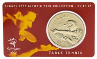 Купить Австралия 5 долларов (dollars) 2000 "Олимпийские игры в Сиднее - Настольный теннис" (в коинкарте)