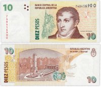 купить Аргентина 10 песо 2014 (Pick 354a(6)