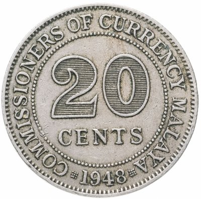 купить Малайя 20 центов (cents) 1948 Георг VI