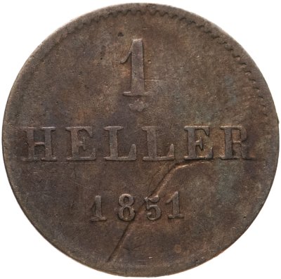 купить Германия 1 геллер (heller) 1851