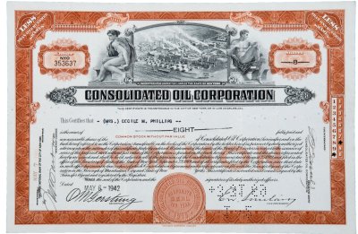 купить Акция США CONSOLIDATED OIL CORPORATION, 1942г.