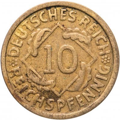 купить Германия 10 рейхспфеннигов (reichspfennig) 1925 G знак монетного двора "G" - Карслруэ