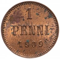 Купить 1 пенни (penni) 1909, монета для Финляндии