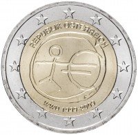 Купить Австрия 2 евро 2009 "10 лет Экономическому и валютному союзу"