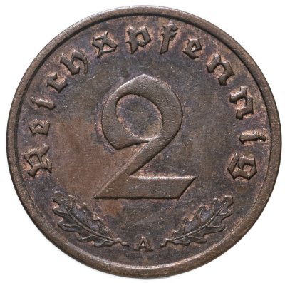 купить Германия (Третий рейх) 2 рейхспфеннига (reichspfennig) "А" 1938