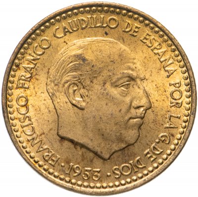 купить Испания 1 песета (peseta) 1953 // 1963 внутри звездочек
