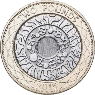 купить Великобритания 2 фунта (pounds) 2015, Портрет королевы с инициалами "IRB"