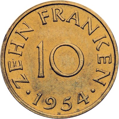 купить Саар 10 франков (francs) 1954