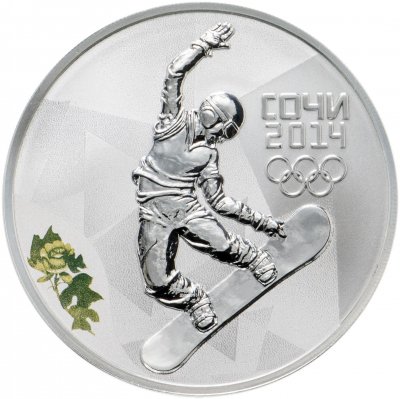 купить 3 рубля 2014 СПМД "XXII Зимняя Олимпиада в Сочи - Сноуборд" в футляре, с сертификатом
