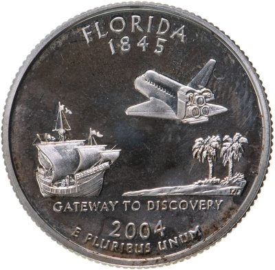 купить США 25 центов (квотер, 1/4 доллара, quarter dollar) 2004 "Квотер штата Флорида"