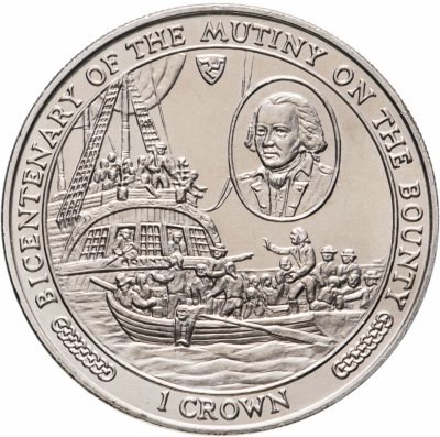 купить Остров Мэн 1 крона (crown) 1989 200 лет мятежу на "Баунти". Портрет Уильяма Блая