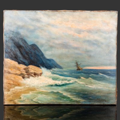 купить Картина "Морской пейзаж", холст, масло, дерево, СССР, 1970-1990 гг.
