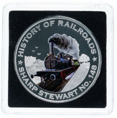 купить Либерия 5 долларов 2011 "История железных дорог - поезд Sharp stewart No.148", в футляре с сертификатом