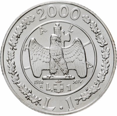 купить Италия 1 лира (lira) 2000 История лиры - лира 1936 года