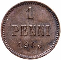 Купить 1 пенни (penni) 1905, монета для Финляндии