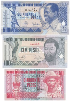 купить Гвинея-Биссау набор из 3 банкнот 50, 100, 500 песо 1990