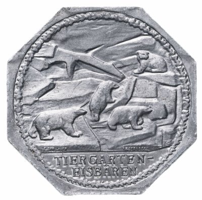 купить Германия, Нюрнберг 20 пфеннигов 1921 "Тиргартенские белые медведи" (трамвайный жетон)