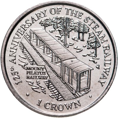 купить Остров Мэн 1 крона (crown) 1998 "125 лет паровой железной дороге - горная железная дорога Пилатус"