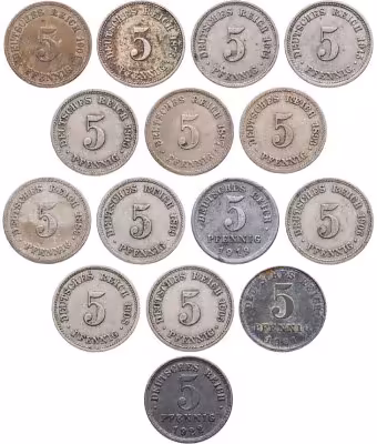 купить Германия из 15 монет 5 пфеннигов (pfennig) 1875-1922