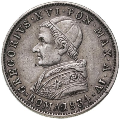 купить Папская область 20 байокко 1834
