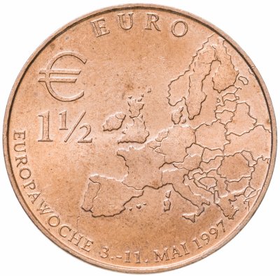 купить Жетон Германия 1 1/2 евро (euro) "Европейская неделя с 3 по 11 мая 1997 в Берлине" 1997